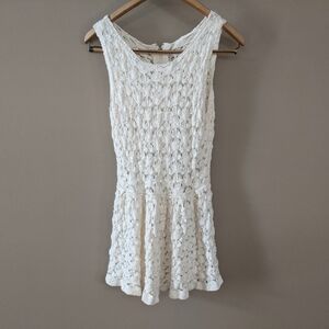 Zara Knit Crochet Skater Dress Zip Back
